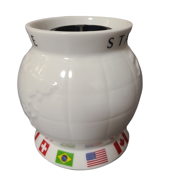 Starbucks Barista World Globe Flags Ceramic Travel Coffee Mug and Lid 24 oz 2002 - Picture 2 of 7